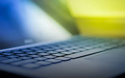 Close view of a laptop keyboard