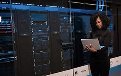 Server racks with networking equipment
